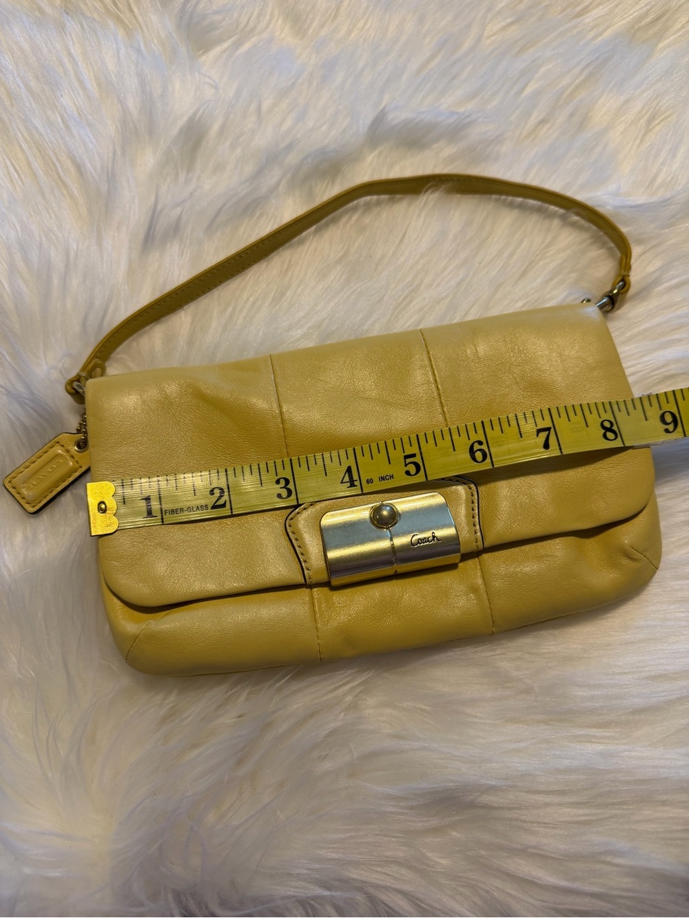 Coach Kristin Mini Shoulder Bag/Clutch/Large Convertible Wristlet Yellow Leather - Picture 4 of 11